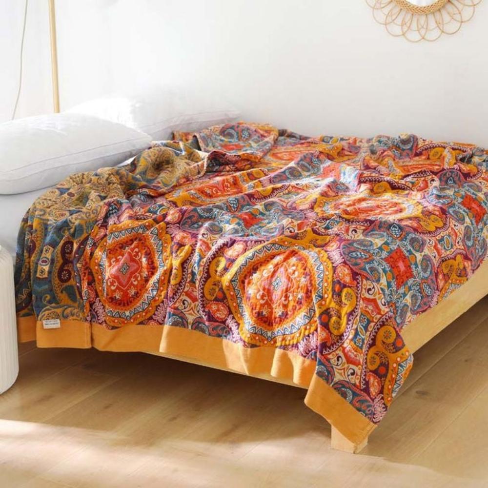 Wendbare Boho-Decke – Sonnenaufgangs-Design